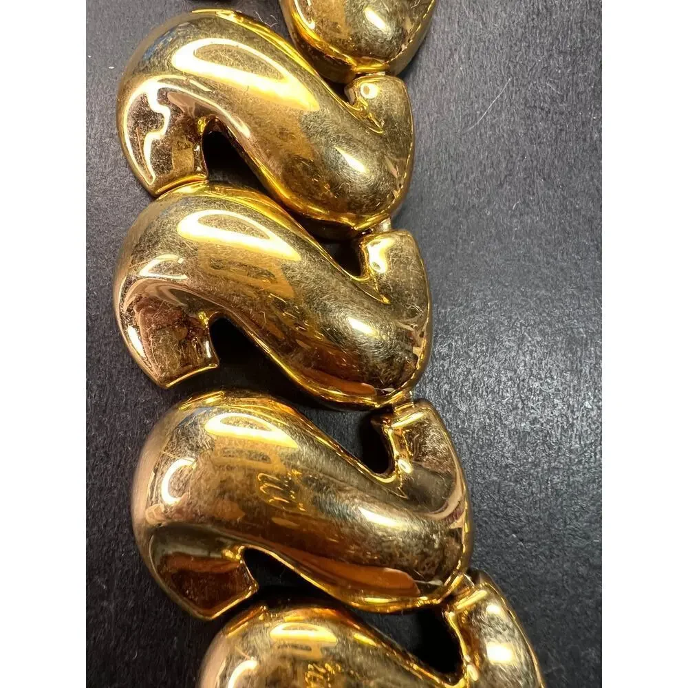 Vintage MCM Napier Gold-Tone Sculptural S-Link Statement Necklace, Signed - Picture 11 of 13